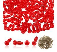 TOAOB 50pcs 8mm Red Safety Eyes Plastic Crochet Dolls Eyes with Washers for Amigurumi Craft Puppet Making
