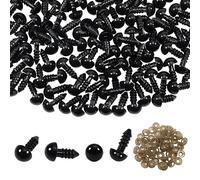 TOAOB 50pcs 8mm Safety Eyes for Crochet Crafts Small Black Plastic Doll Eyes with Washers for Amigurumi Doll Making DIY Craft Plush Animals