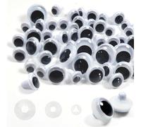 TOAOB 50pcs Wiggle Googly Eyes 10 to 18mm Black White Plastic Safety Eyes Craft Eyes with Washers for Soft Doll Making Plush Animals Crochet