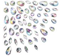 TOAOB 54 Pieces Sew On Rhinestone AB Clear Gems Acrylic Faceted Flatback Sewing Crystal Rhinestone Mix Shape for DIY Crafts Clothes Shoes Bag Decoration