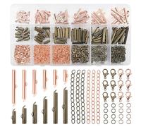 TOAOB 540pcs Slider Clasp for Beading Slide Tube Cord Ends with Open Jump Rings Lobster Clasp Chain Extender Jewelry Finding Kit Antique Bronze Rose Gold for Beading Necklace Bracelet Jewelry Making