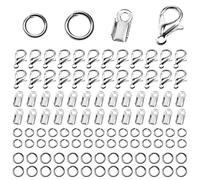 TOAOB 550pcs Lobster Claw Clasps with Cord Ends and Jump Rings Silver Tone Jewellery Connector for DIY Crafts Bracelet Necklaces Making