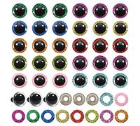TOAOB 60pcs Glitter Plastic Safety Eyes 16mm Crafts Doll Eyes 10 Colors Half Round Craft Crochet Eyes with Washers for Stuffed Animals Amigurumis Bears Dolls Making