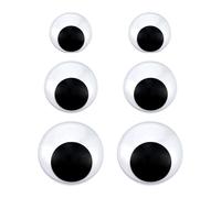 TOAOB 6pcs Wiggle Googly Eyes with Self Adhesive Plastic Sticky Wobbly Eye 40mm 50mm 60mm Round Black White for DIY Soft Doll Making Plush Crochet