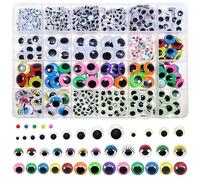 TOAOB 800PCS Wiggle Googly Eyes with Self-Adhesive 4 to 18mm Assorted Plastic Wobbly Eyes Colorful Safety Eyes with Eyelashes and Luminous Wiggle Eyes for Soft Doll Making DIY Craft Plush
