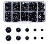 TOAOB 830pcs Round Black Plastic Doll Amigurumis Eyes 4mm 5mm 6mm 8mm 10mm Flatback Cabochon Button Craft Eyeball Beads for Stuffed Animals Crochet Crafts Making