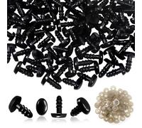 TOAOB 90 pcs Black Oval Safety Eyes with Washers 12mm Oval Flat Doll Eyes and Nose Plastic Crochet Eyes for Amigurumi Doll Making DIY Craft Plush Animals
