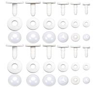 TOAOB Doll Joints for Amigurumis Crochet 60 Set White Plastic Safety Joints for Stuffed Animals Mixed Sizes 15mm to 40mm Limbs and Arms Movable Connectors for Doll Making DIY Crafts