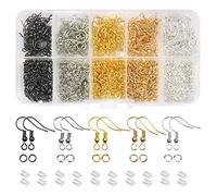 TOAOB Earring Hooks with Jump Rings 1350pcs Jewellery Making Kits Accessories Mixed Colors French Ear Wires Wire Hooks Jump Rings and Earring Backs for Jewellery Findings and Repair Accessories
