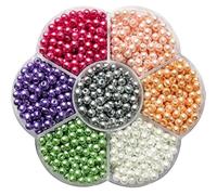 TOAOB Glass Pearl Beads Coloured 1050pcs 4mm Fake Pearls with Holes Round Loose Sew on Beads for Jewelry Making Bracelets Necklaces Hairs Crafts Decoration and Vase Filler