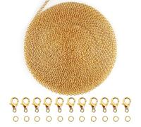 TOAOB Jewelry Making Chains Kit 39 Feet Gold 3x2mm Link Cable Chain Necklace Chains with 100pcs Jump Rings and 30pcs Lobster Clasps for Craft