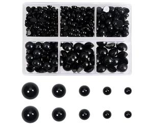 TOAOB Pack of 500 Round Flat Back Doll Eyes Safety Eyes Black Mixed Size Plastic Craft Eyes for Doll Puppet Puppet