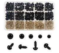 TOAOB Safety Eyes for Amigurumi Dolls 500pcs 5mm to 12mm Black Plastic Crochet Eyes with Washers for Crochet Dolls Making DIY Craft Stuffed Plush Animals