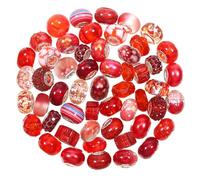 TOAOB THE ONE AND ONLY BABY 50 Pieces Glass Beads, Red, Mixed Size, European Large Hole Beads for Charms Jewellery Making