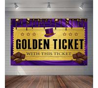 TOAOFY 5x3FT Candy Photography Backdrop Golden Ticket Background Chocolate Factory Theme Party Decor Backdrop Kids 1st Birthday Party Decorations Photo Booth Props TAYBDJ800