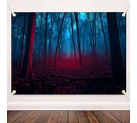 TOAOFY 6x4FT Stranger Photo Backdrop Horror Red Leaves Forest Background Night Spooky Halloween Backdrops Kids Adults Birthday Party Decorations Supplies TAYHBDJ068