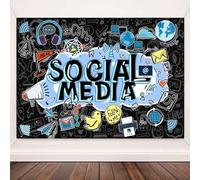 TOAOFY 6x4FT Teens Novelty Social Media Backdrop Vibrant Icon Filled Backdrop for Party Creator Studio Social Media Themed Event Decor TAYHBYW001