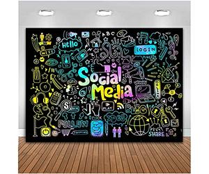 TOAOFY 7x5ft Social Media Backdrop Social Media Party Decorations for Teens Novelty Theme Birthday Party Supplies TAY675