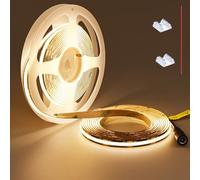 TOAPI Black 12V COB LED Strip 3000K Warm White Dotless 480LED/M 16.4ft/5M Bright 4000Lm CRI>90 Cuttable Flexible LED Tape No Waterproof for Home, Office DIY Lighting (Power Supply Not Included)