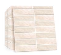 TOARTi 10 Sheets 2D Beige Self Adhesive Wall Tiles,12×12inch Stick On Wall Tiles Kitchen Splashbacks for Walls,Watercolour Tile Stickers Peel and Stick Backsplash Splashback Decals Tile