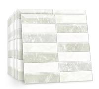 TOARTi 10 Sheets White Marble Self Adhesive Wall Tiles,12×12inch Stick On Wall Tiles Kitchen Splashbacks for Walls,Tile Stickers Peel and Stick Backsplash Splashback Decals Tile