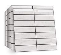 TOARTi 10 Sheets White Self Adhesive Wall Tiles,12×12inch Stick On Wall Tiles Kitchen Splashbacks for Walls,Tile Stickers Peel and Stick Backsplash Splashback Decals Tile