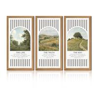 TOARTi 3 Pcs Rustic Christian Wall Art Vintage Bible Verse Wooden Hanging Sign The Way The Truth The Life Wall Decor John Psalm Scripture Artwork Modern Religious Village Landscape Decoration for