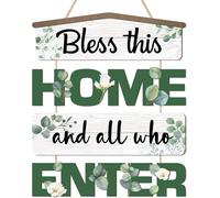 TOARTi 4Pcs Bless This Home And All Who Enter Door Sign Welcome Wood Sign House Blessing Wooden Plaque Bless This Home Wall Decor for Farmhouse Living Room Decoration House Warming Gift