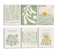 TOARTi Abstract Wall Art Prints Framed,Vintage Master Wall Decor,Cute Matisse Prints Canvas for Living Room Set of 6 pcs(8x10inch) Boho Flower Market Art Print,Aesthetic Poster for Bedroom Office
