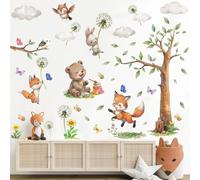 TOARTi Animal Wall Decals,Rabbit Holding Dandelion Flying Wall Stickers,Peel and Stick Tree Wall Art Sticker for Girls Baby Nursery Kids Room Home Decor
