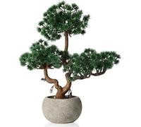 TOARTi Artificial Pine Shrubs Trees,Realistic Decorative Plant Potted,Topiary Trees Artificial Indoor Faux Cedar Plants,Green Tree Table Decoration Gifts for House Office Desk Shelf Decor 23x12x26.5cm