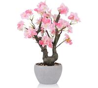 TOARTi Artificial Pink Cherry Blossom Potted,Fake Bonsai Tree,Floral Faux Plant,Realistic Decorative Potted,Flowers Table Decoration Gifts for Holiday Home Office Desk Spring Decor 19.5x13x36.5cm