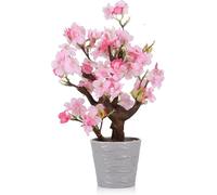 TOARTi Artificial Pink Cherry Blossom Potted,Tall Fake Bonsai Flowers Tree,Lifelike Floral Faux Plants,Realistic Decorative Flowers Potted,Spring Decoration Home Office Desk Decor 16.5x13x30cm