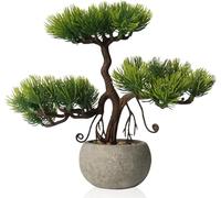 TOARTi Artificial Topiary Cedar Trees,Tall Realistic Decorative Plants,Indoor Faux Pine Shrubs Potted,Green Tree Desk Decoration for Home Bedroom Bathroom Office Shelf Table Decor 17.5x8.6x21.5cm
