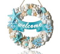 TOARTi Beach Welcome Wall Sign Summer Welcome Hanging Plaque for Front Door 11x11inch Shell Wooden Signs Wall Decor Funny Summer for Home Front Door Porch