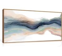 TOARTi Blue Abstract Line Framed Wall Art Set,Modern Watercolor Wave Canvas Wall Decor,Natural Landscape Wall Painting,Paint Stroke Art Print for Living Room,Bedroom,Office-20x40Inch