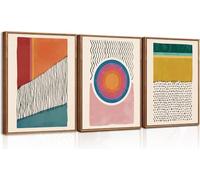 TOARTi Boho Framed Canvas Prints Wall Art Set,Mid-Century Abstract Color Block Shape Wall Decor,Geometric Illustrations Art Photos for Living Room,Bedroom,Dining Room,Office,Bathroom - 16x24inchx3