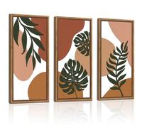 TOARTi Boho Wall Art Decor, Bohemian Geometric Hanging Wood Sign for Living Room, Aesthetic Abstract Desert Cactus, Minimalist Farmhouse Botanical Wooden Plaque for Apartment Bedroom,3 Pcs 8”X16”