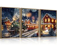 TOARTi Christmas Wall Art Set Vintage Santa Claus Canvas Wall Art Prints Christmas Framed Wall Art Xmas Artwork Vintage Xmas Wall Decor for Living Room Bedroom Winter Home Decoration 12x16inchx3