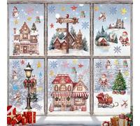 TOARTi Christmas Window Clings Merry Christmas Village Wall Decals Christmas House Window Decals Christmas Wall Sticker Xmas Holiday Decoration Christmas Party Supplies
