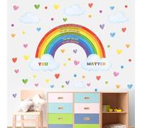 TOARTi Colorful Rainbow Wall Decal Inspirational Quotes Wall Stickers Love Heart Clouds Decals You are All Welcome Here Sticker for Classroom Nursery Decor Motivational Saying Kids Room Wall Decor