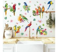 TOARTi Colourful Tropical Parrots Wall Stickers Birds Decals Removable for Garden Nursery Bedroom Living Room Art Home décor murals Decoration