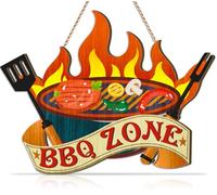 TOARTi Dad’s Barbecue Sign BBQ ZONE Plaque Vintage Dad's Kitchen Hanging Plaque-A Funny Gift for Dad,Home Barbecue Wall Art,Grill Bar Wall Sign Accessories for Outdoor Backyard Decor