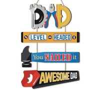 TOARTi Dad’s Workshop Sign for Father’s Day Gift Awesome Dad Level Headed You Nailed It Wall Hanging Plaque for Papa Vintage Garage Man Cave Funny Home Repair Fix Decorations