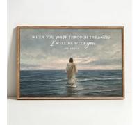 TOARTi Framed Isaiah 43:2 Bible Verse Wall Art 16"x24", Jesus Walk On Water Christian Scripture Canvas Print Wall Decor