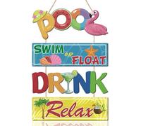 TOARTi Funny Pool Rules Wall Art-Swim or Float Drink Relax Signs for Summer