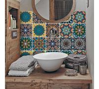 TOARTi Green Moroccan Style Tile Stickers Kitchen Bathroom Wall Tile Stickers 15x15CM Peel and Stick on Tile Stairs Home Waterproof Stickers for Tile Self Adhesive Green Mosaic Sticker 6"x6"