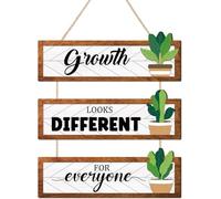 TOARTi Growth Looks Different for Everyone Mental Health Wood Hanging Sign,11.4”*15”Rustic Inspirational Quotes Growth Mindset Potted Plant Wall Hanging Decor for Therapy Counseling Office Classroom