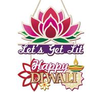 TOARTi Happy Diwali Decoration Front Door Sign(11"X20"),Indian Festival of Lights Wall Hanging with Rangoli Diyas,Deepavali Themed Door Hanger for Front Door Porch Home Office Party