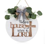 TOARTi House Wood Sign,3D As For Me And My House We Will Serve the Lord Religious Christian Door Decor,11.4" Farmhouse Bible Verse Scripture Wall Sign,Rustic Jesus Cross Decor for Home Office